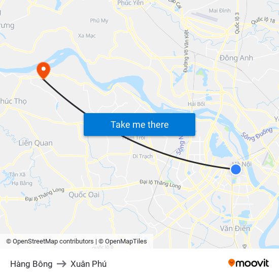 Hàng Bông to Xuân Phú map