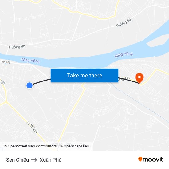 Sen Chiểu to Xuân Phú map