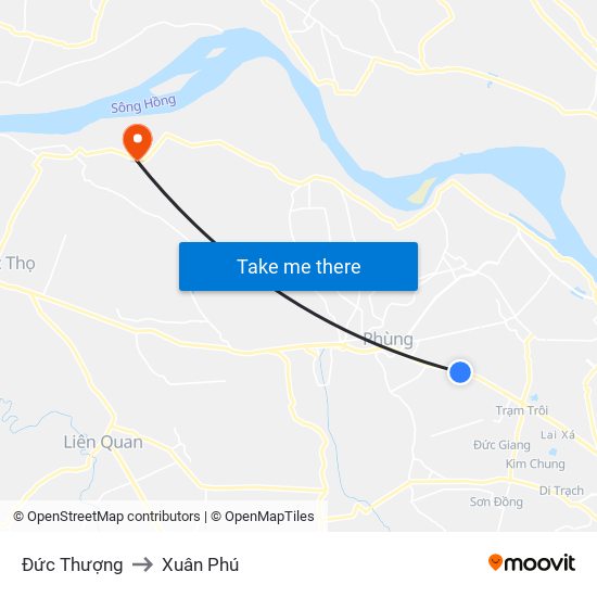 Đức Thượng to Xuân Phú map