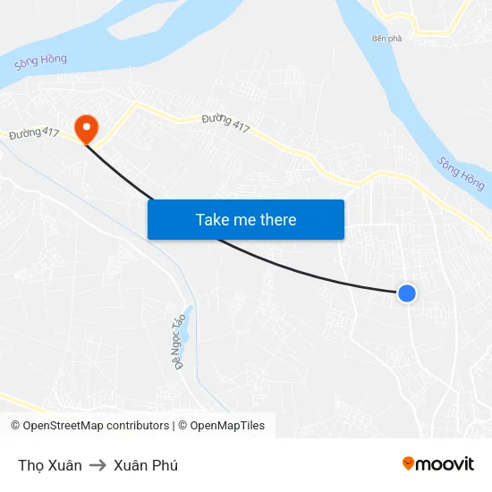 Thọ Xuân to Xuân Phú map