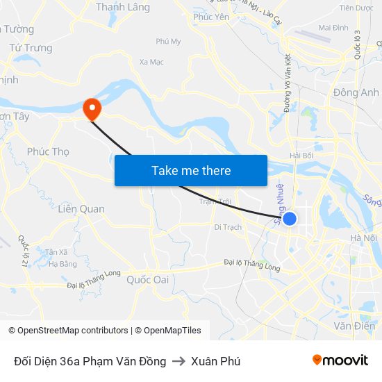 Chung Cư Greenstars- Phạm Văn Đồng to Xuân Phú map