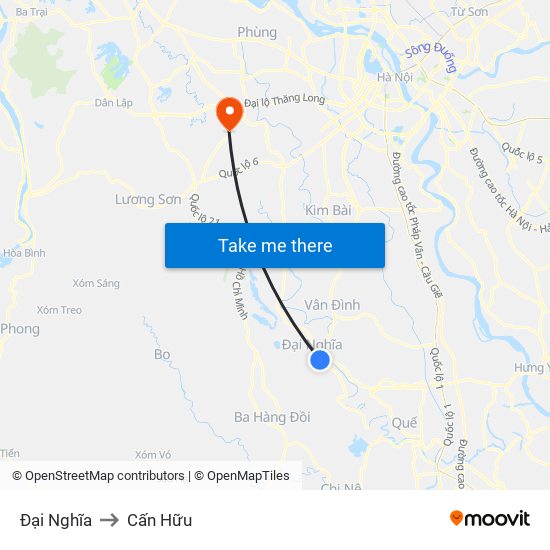 Đại Nghĩa to Cấn Hữu map