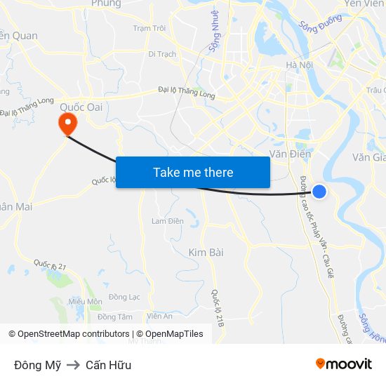 Đông Mỹ to Cấn Hữu map