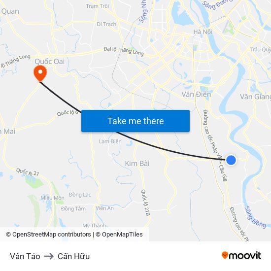 Vân Tảo to Cấn Hữu map