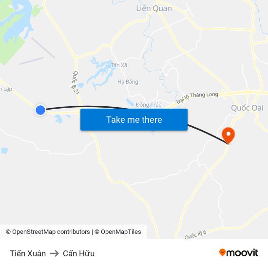 Tiến Xuân to Cấn Hữu map