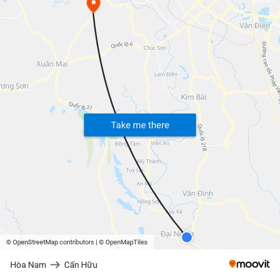 Hòa Nam to Cấn Hữu map