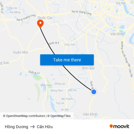 Hồng Dương to Cấn Hữu map