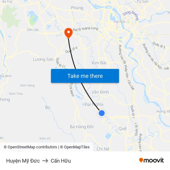 Huyện Mỹ Đức to Cấn Hữu map