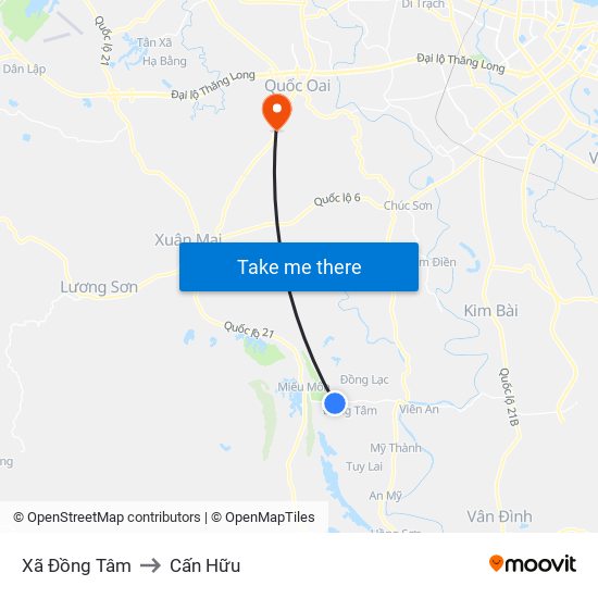 Xã Đồng Tâm to Cấn Hữu map