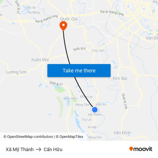 Xã Mỹ Thành to Cấn Hữu map