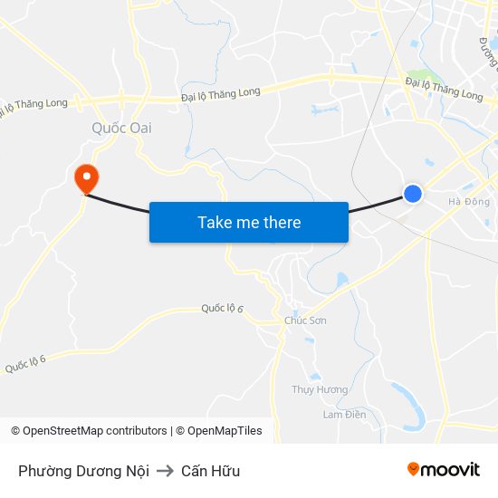 Phường Dương Nội to Cấn Hữu map