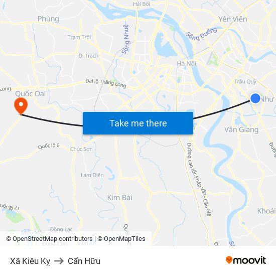 Xã Kiêu Kỵ to Cấn Hữu map