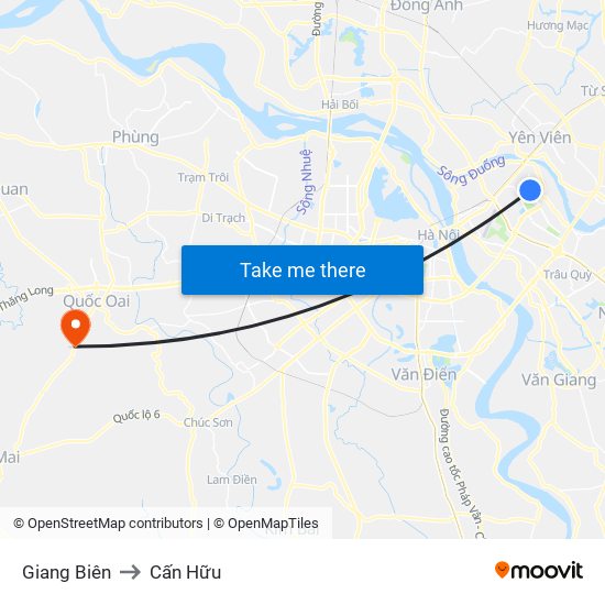 Giang Biên to Cấn Hữu map