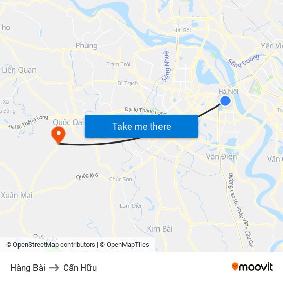 Hàng Bài to Cấn Hữu map