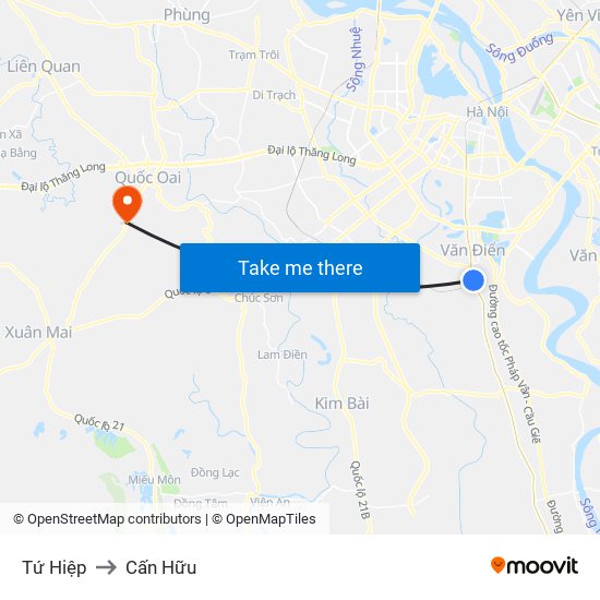 Tứ Hiệp to Cấn Hữu map