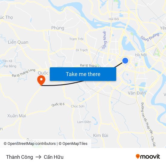 Thành Công to Cấn Hữu map