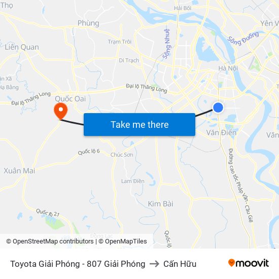 Toyota Giải Phóng - 807 Giải Phóng to Cấn Hữu map