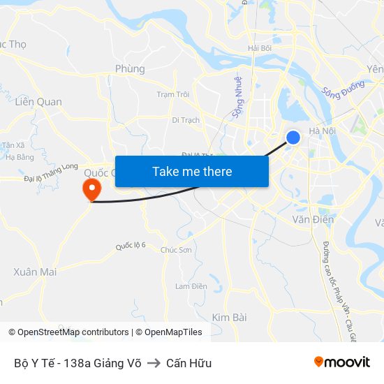 Bộ Y Tế - 138a Giảng Võ to Cấn Hữu map