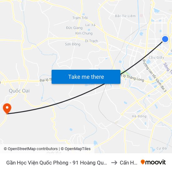 Gần Học Viện Quốc Phòng - 91 Hoàng Quốc Việt to Cấn Hữu map