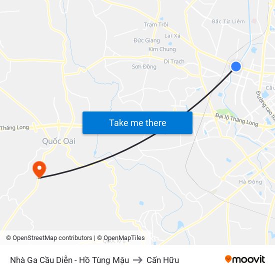 Nhà Ga Cầu Diễn - Hồ Tùng Mậu to Cấn Hữu map