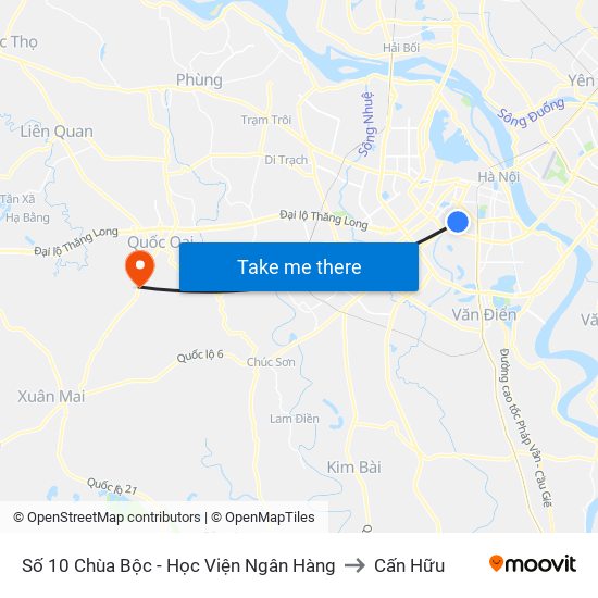 Số 10 Chùa Bộc - Học Viện Ngân Hàng to Cấn Hữu map