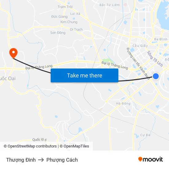 Thượng Đình to Phượng Cách map