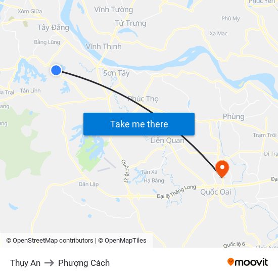 Thụy An to Phượng Cách map