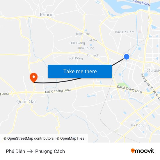 Phú Diễn to Phượng Cách map