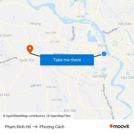 Phạm Đình Hổ to Phượng Cách map