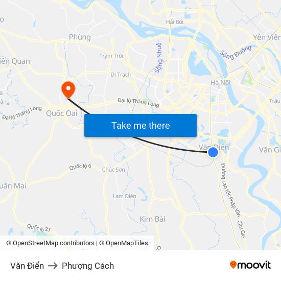 Văn Điển to Phượng Cách map