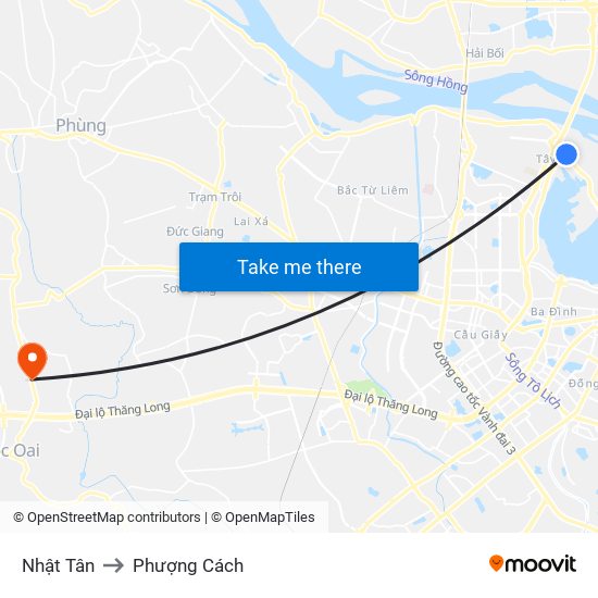 Nhật Tân to Phượng Cách map