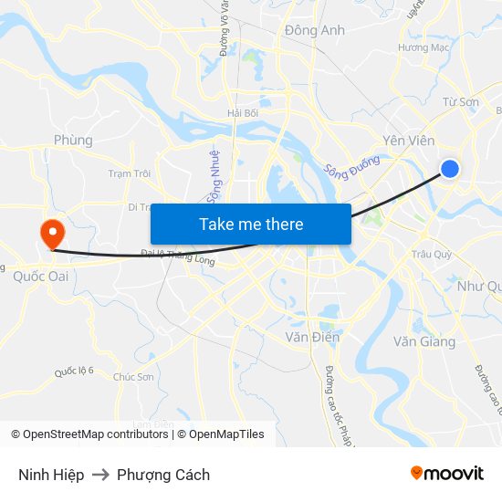 Ninh Hiệp to Phượng Cách map