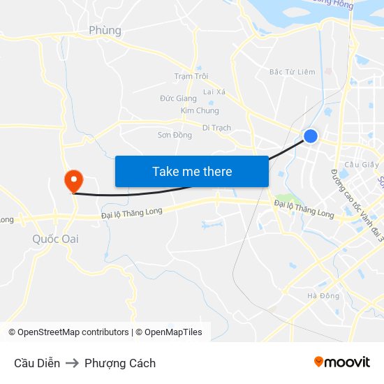 Cầu Diễn to Phượng Cách map