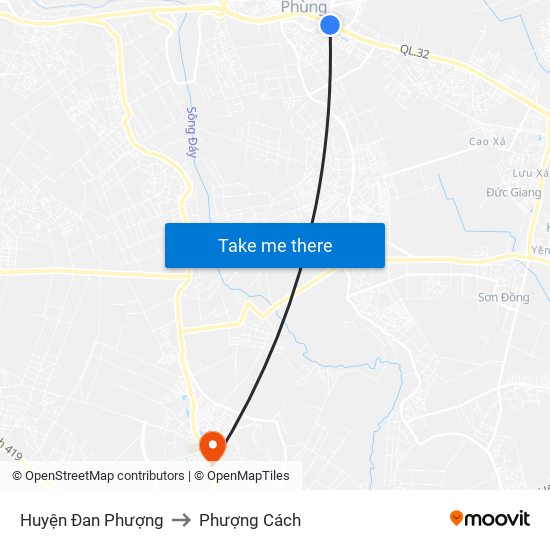 Huyện Đan Phượng to Phượng Cách map