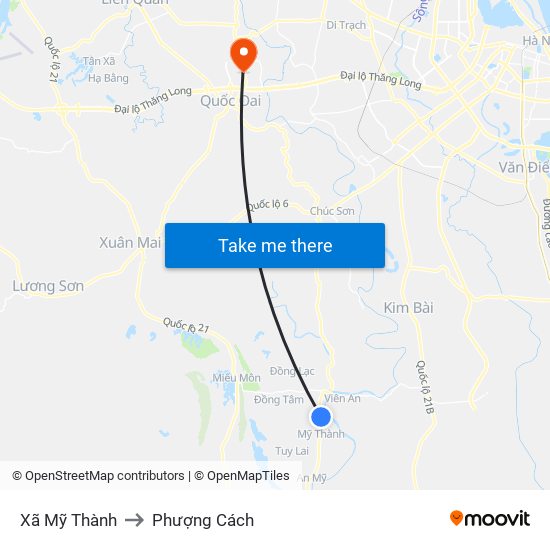 Xã Mỹ Thành to Phượng Cách map