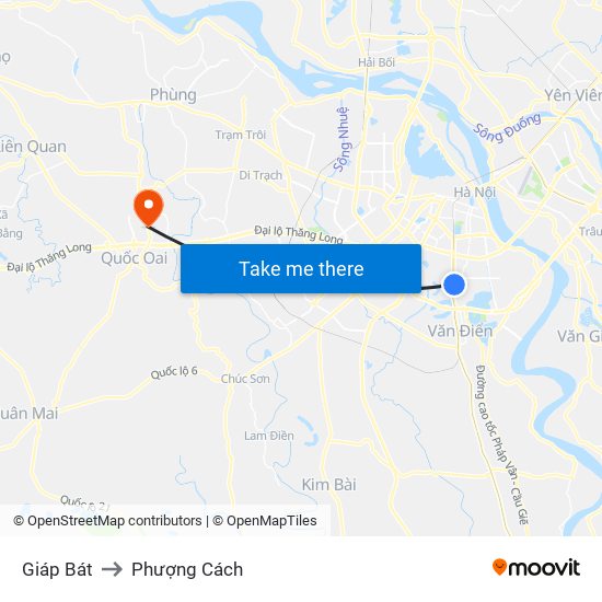 Giáp Bát to Phượng Cách map