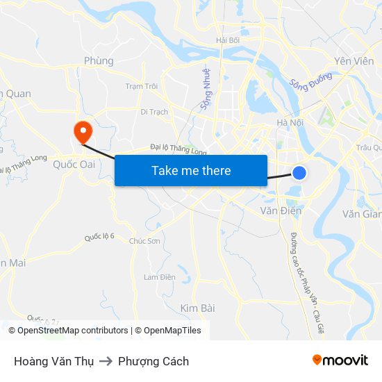 Hoàng Văn Thụ to Phượng Cách map