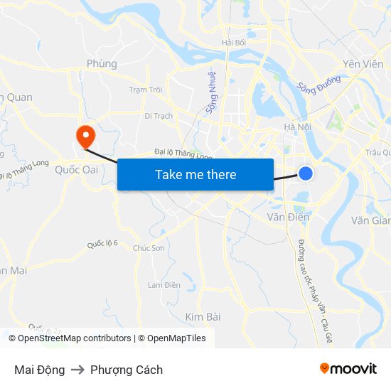 Mai Động to Phượng Cách map