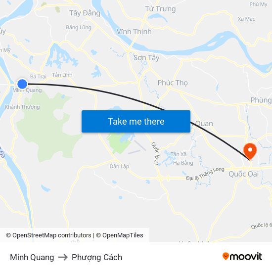 Minh Quang to Phượng Cách map