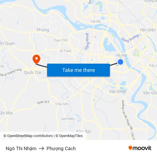 Ngô Thì Nhậm to Phượng Cách map