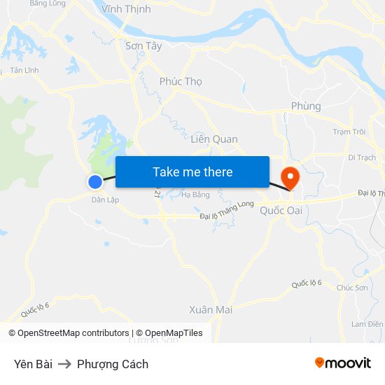 Yên Bài to Phượng Cách map