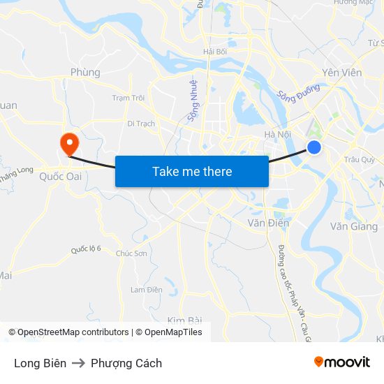 Long Biên to Phượng Cách map