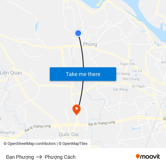 Đan Phượng to Phượng Cách map