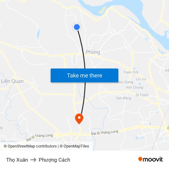 Thọ Xuân to Phượng Cách map