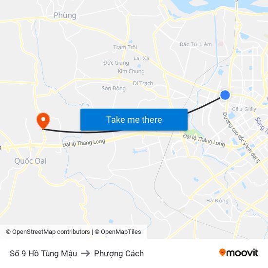 Số 9 Hồ Tùng Mậu to Phượng Cách map