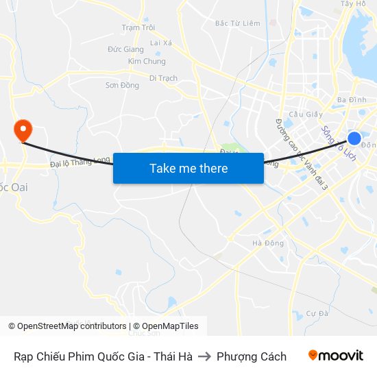 Rạp Chiếu Phim Quốc Gia - Thái Hà to Phượng Cách map