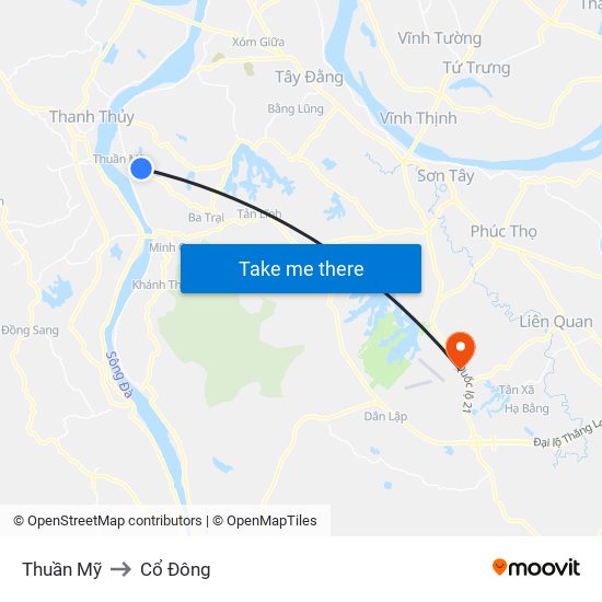 Thuần Mỹ to Cổ Đông map