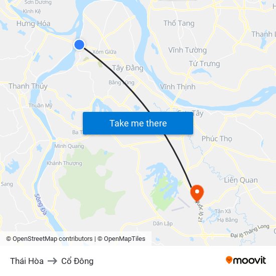 Thái Hòa to Cổ Đông map