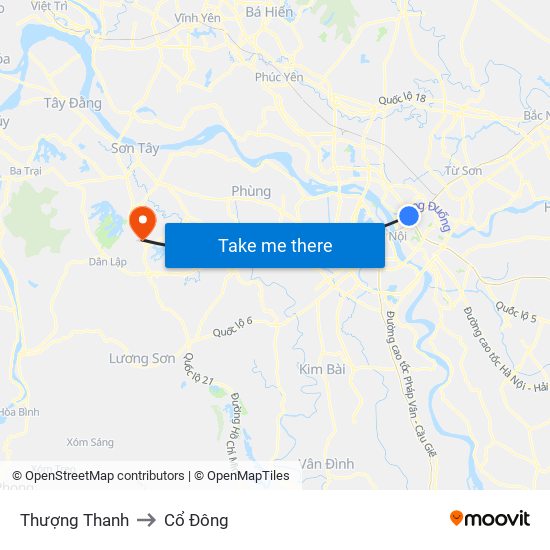 Thượng Thanh to Cổ Đông map