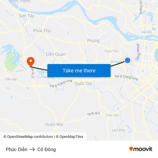 Phúc Diễn to Cổ Đông map